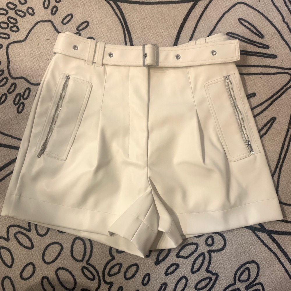 NEW WITH TAGS ivory faux leather shorts